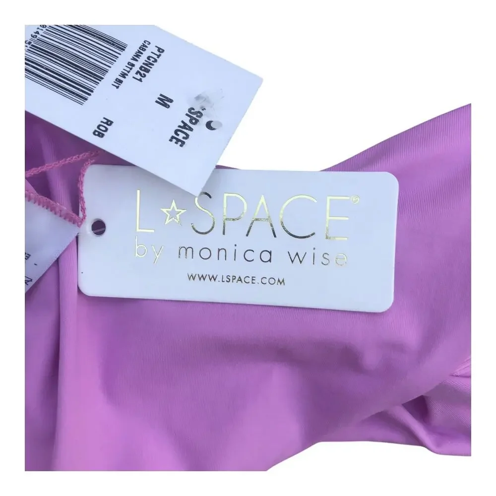 L Space Monica Wise Cabana Pink Ribbed Bikini Bottom Women's Size Medium NWT